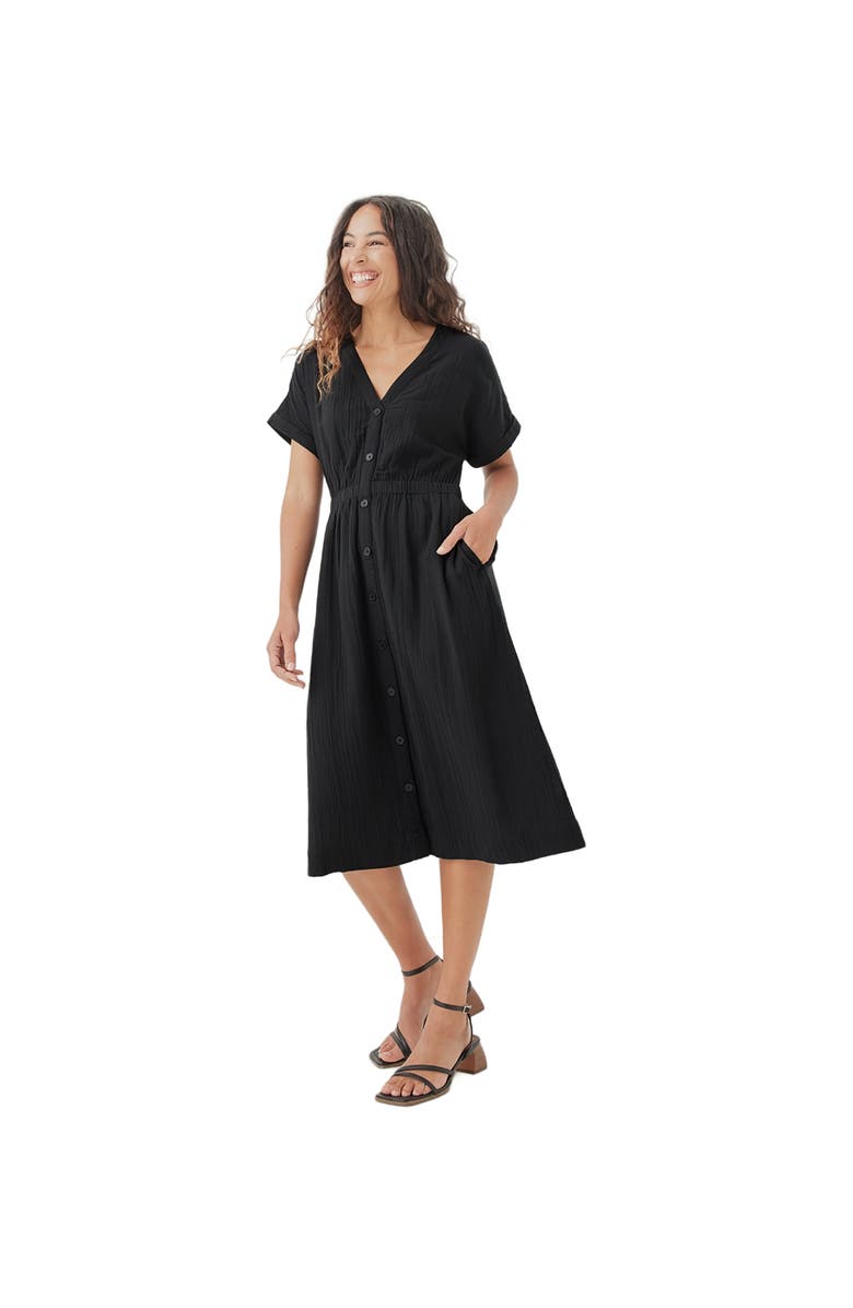 Pact Organic Cotton Coastal Double Gauze Short Sleeve Dress, Alternate, color, 