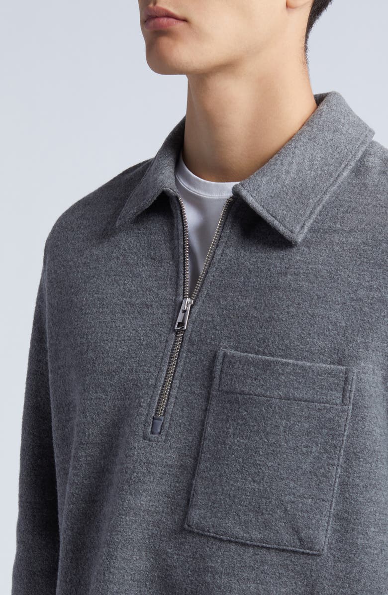 COS Relaxed Fit Wool Blend Half Zip Sweatshirt, Alternate, color, 