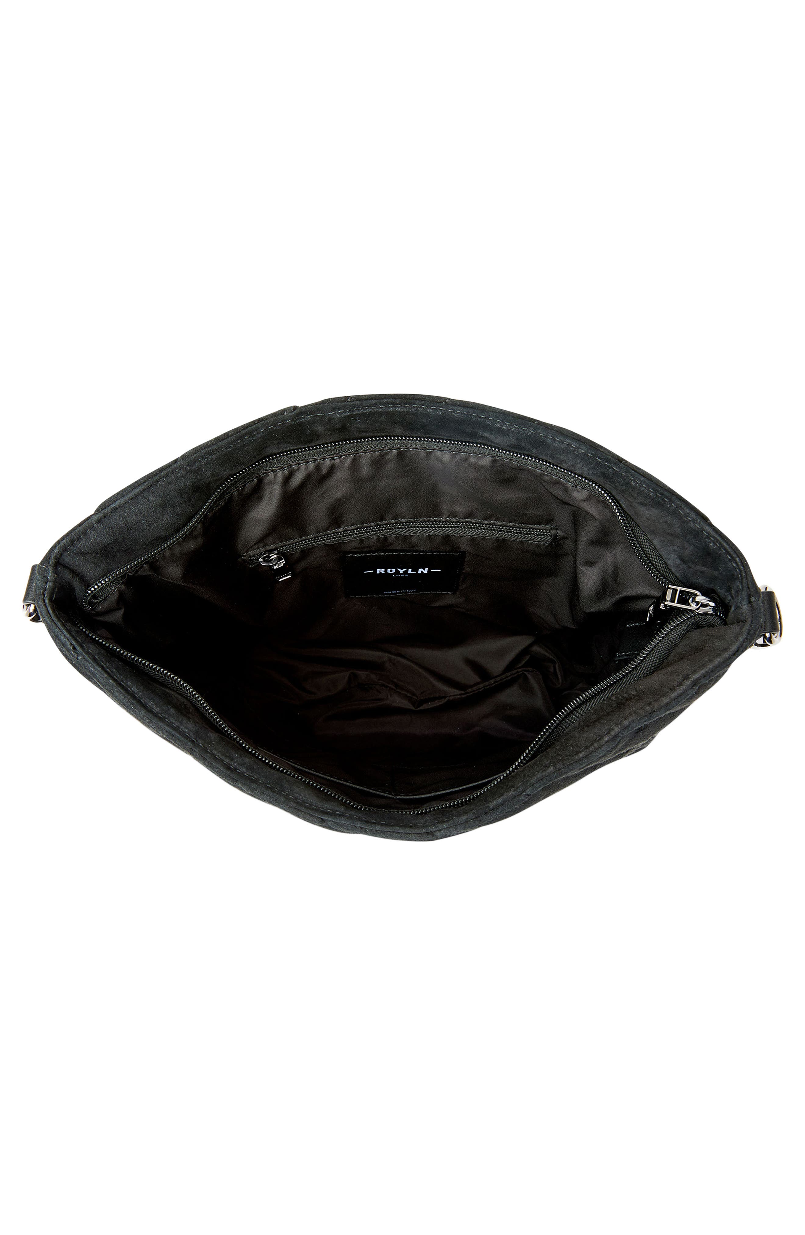 THINK ROYLN VIP Quilted Suede Shoulder Bag, Alternate, color, Black Suede