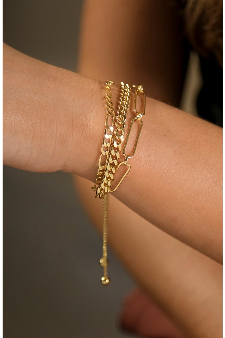 Rhodium Plated Layered Chain Bolo Bracelet, Alternate, color, GOLD