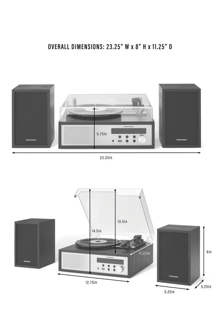 Sloane Record Player & Speakers, Alternate, color, BLACK