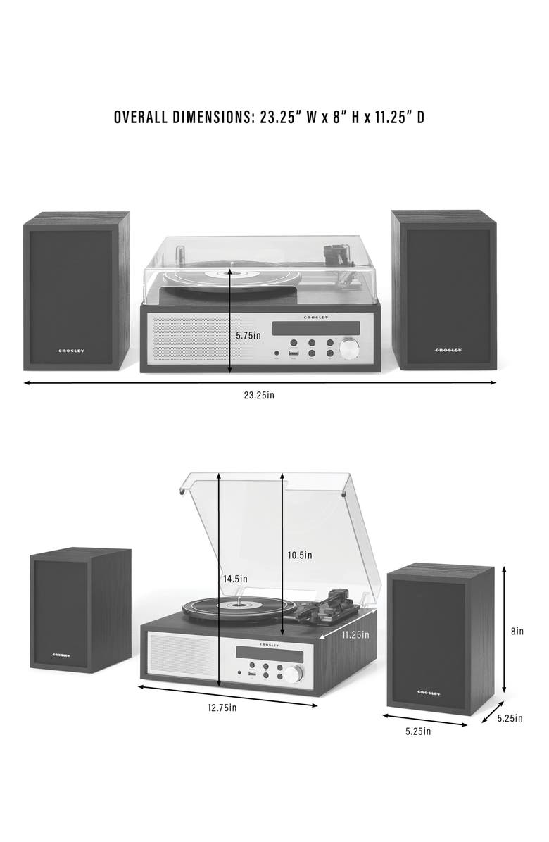 Crosley Radio Sloane Record Player & Speakers, Alternate, color, Black