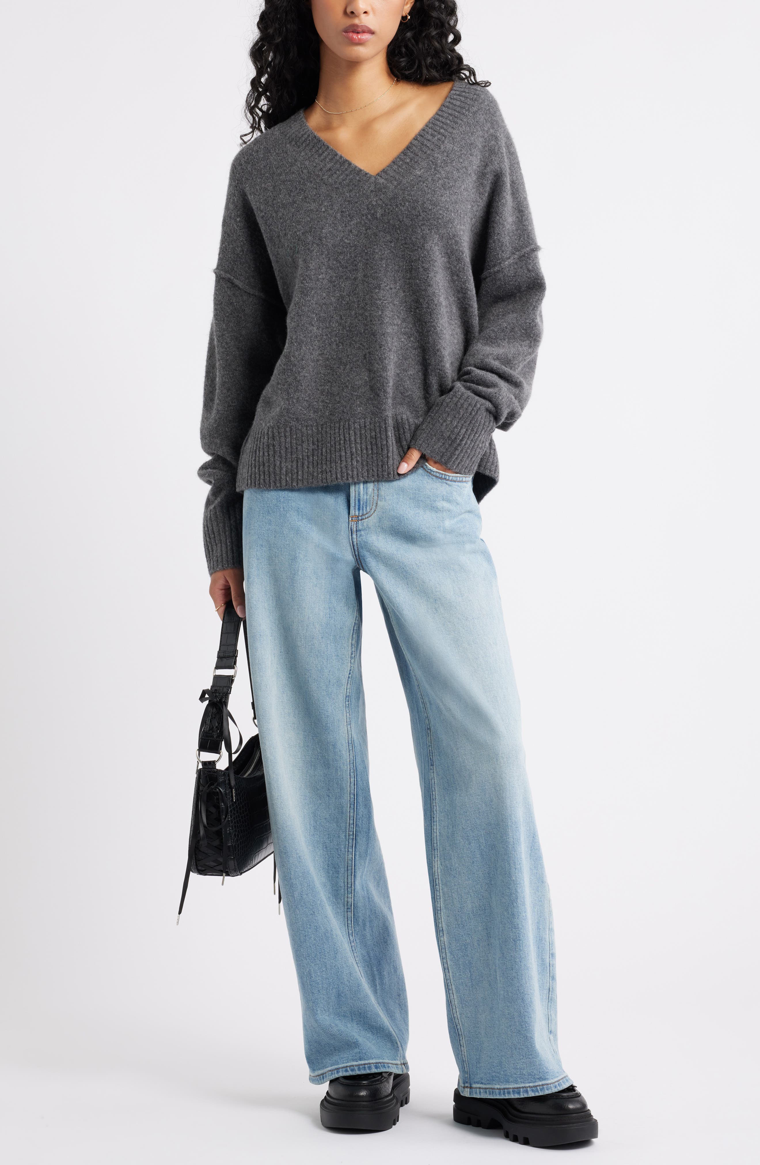 Oversize Cozy V-Neck Sweater - image 2