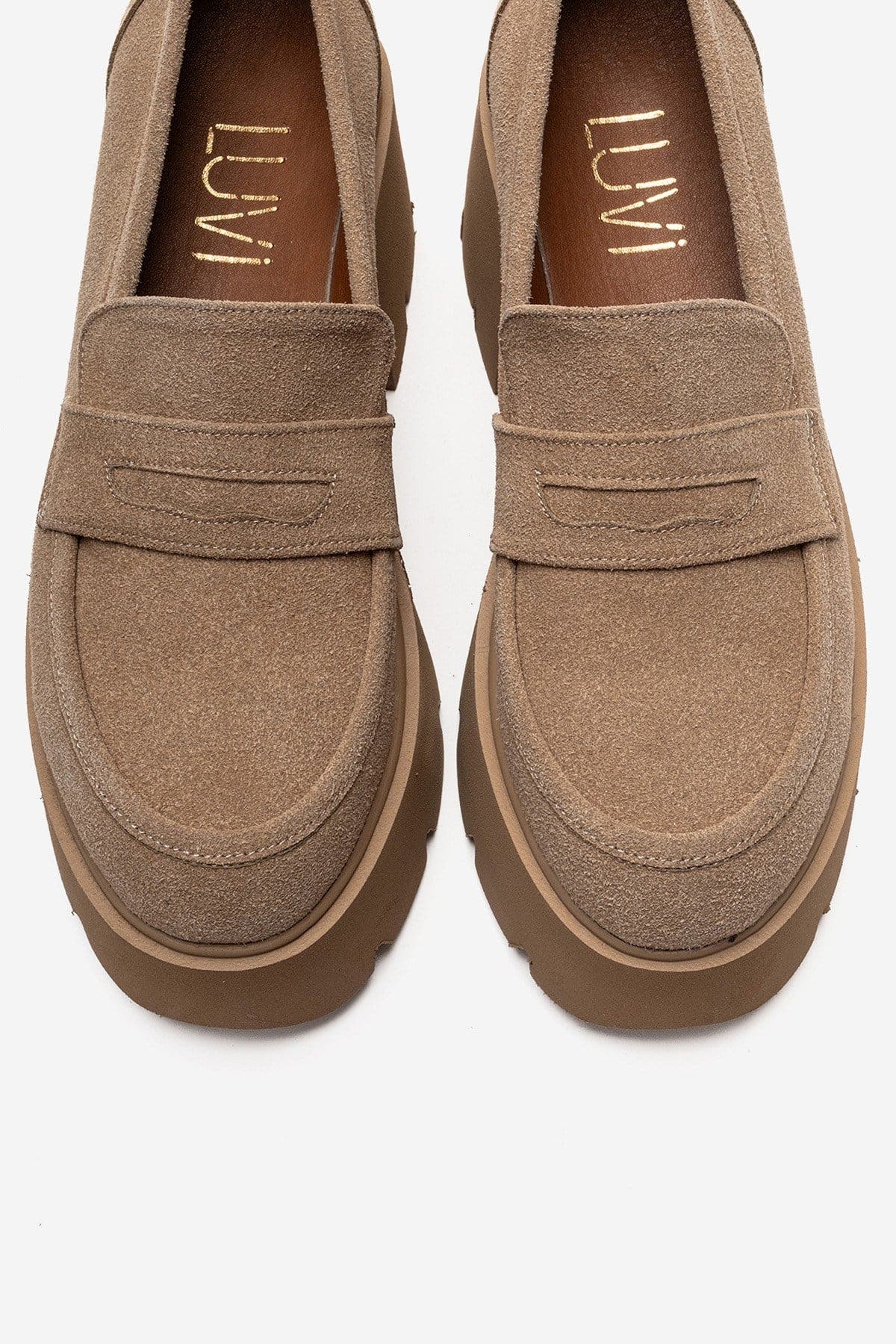 Prologue Shoes Santia Chunky Platform Loafer, Alternate, color, Cognac Suede