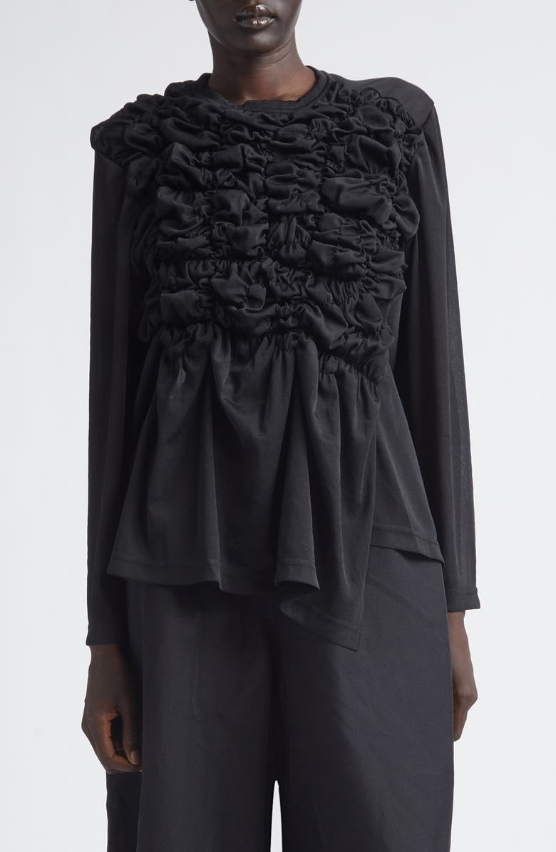 Comme des Garçons Comme des Garçons Gathered Ruffle Top, Main, color, Black