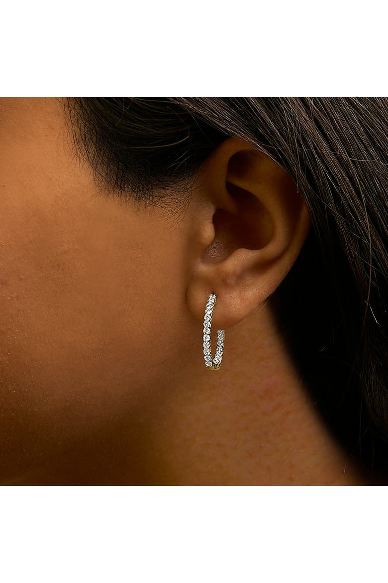 14K Gold 1.0 Cttw Oval Lab Grown Diamond Hoop Earrings, Alternate, color, Yellow