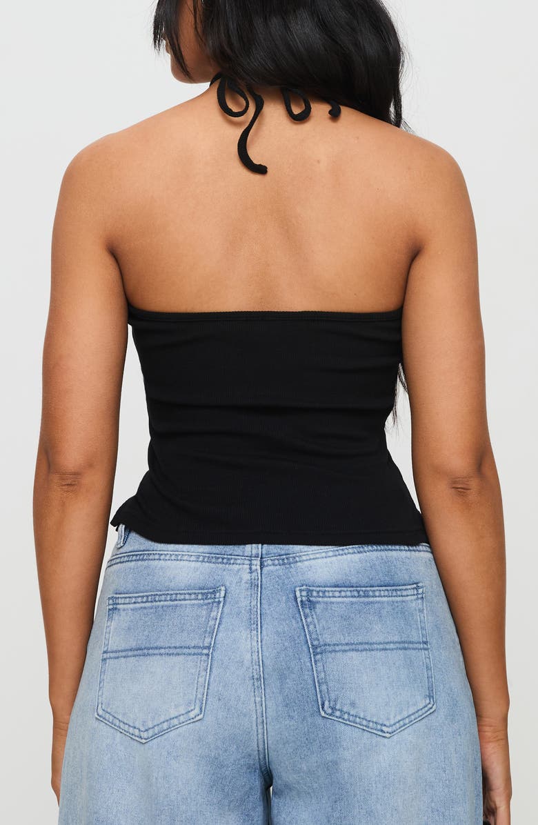 Princess Polly Baseline Rib Stretch Cotton Halter Top, Alternate, color, Black