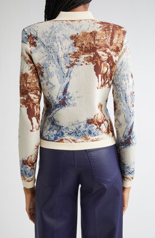 L'agence Osiris Jacquard Collared Cardigan Tan Mt Western Toile In Multi