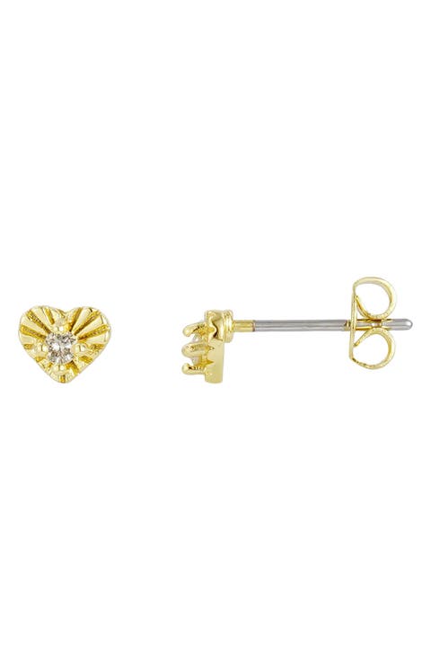 Natural Diamond Heart Burst Stud Earrings