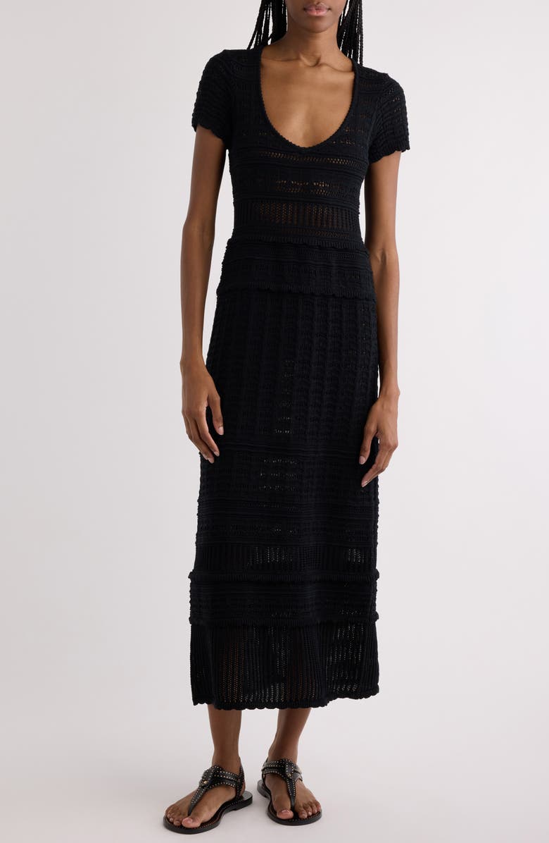Isabel Marant Étoile Aurore Open Stitch Sweater Dress, Main, color, Black