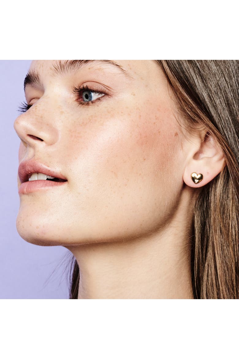 Art Deco Hearts Studs, Alternate, color, Gold Vermeil