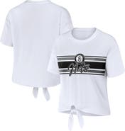 WEAR by Erin Andrews Women's WEAR by Erin Andrews White Brooklyn Nets Tie-Front T-Shirt
