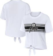 WEAR by Erin Andrews Women's WEAR by Erin Andrews White Brooklyn Nets Tie-Front T-Shirt