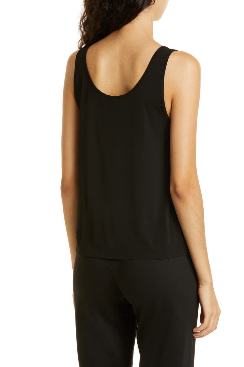 Slim Fit Scoop Neck Silk Tank, Alternate, color, BLACK