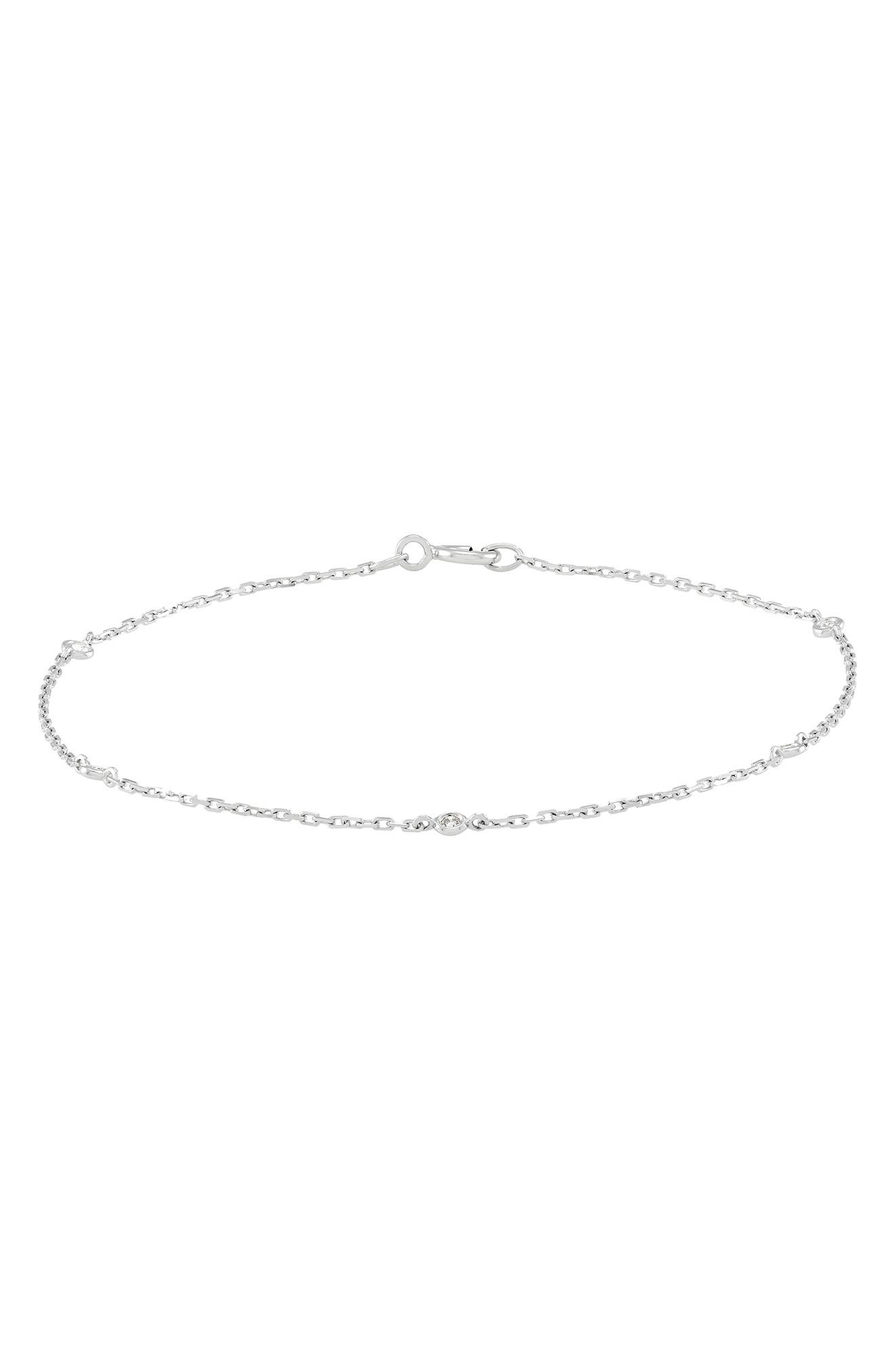 Frankie & Zoe 14K White Gold Diamond Station Chain Bracelet