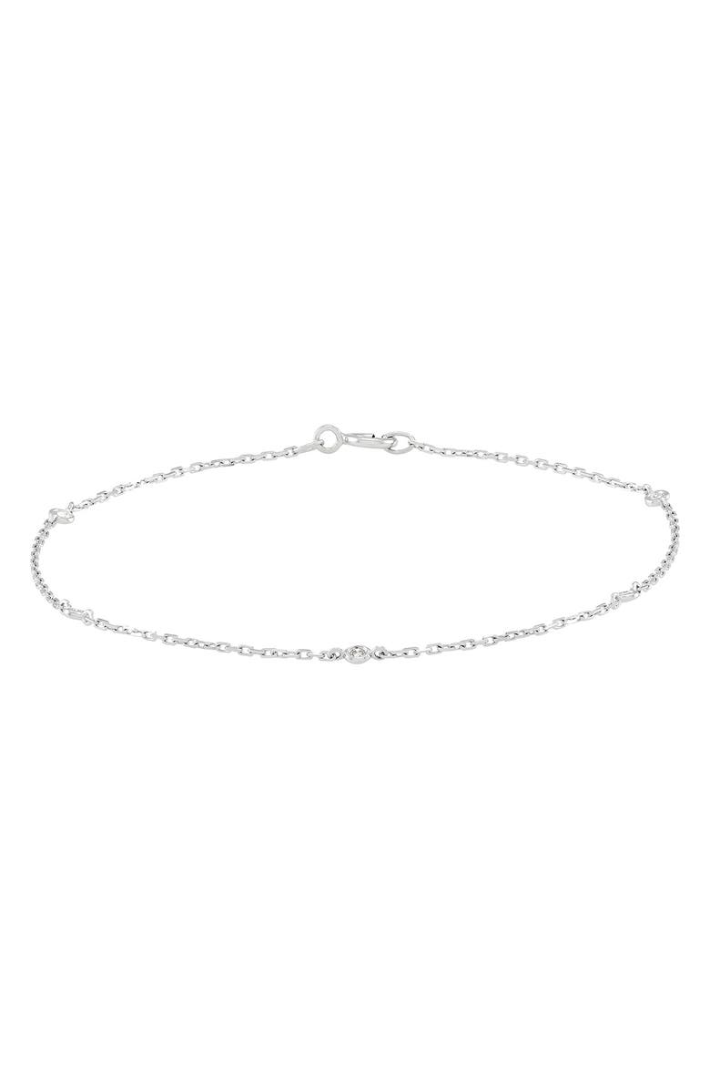 Frankie & Zoe 14K White Gold Diamond Station Chain Bracelet, Main, color, White Gold