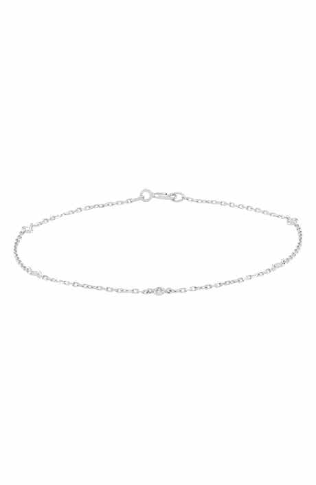 Frankie & Zoe 14K White Gold Diamond Station Chain Bracelet