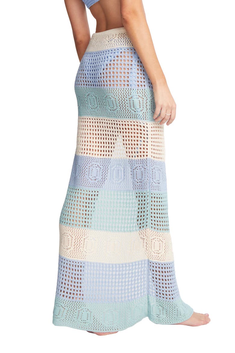 Emma Stripe Open Stitch Cover-Up Maxi Skirt, Alternate, color, LIGHT BLUE