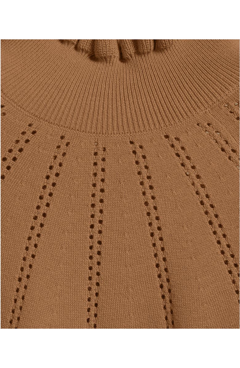 Lands' End Cotton Pointelle Turtleneck Sweater, Alternate, color, Canyon Camel