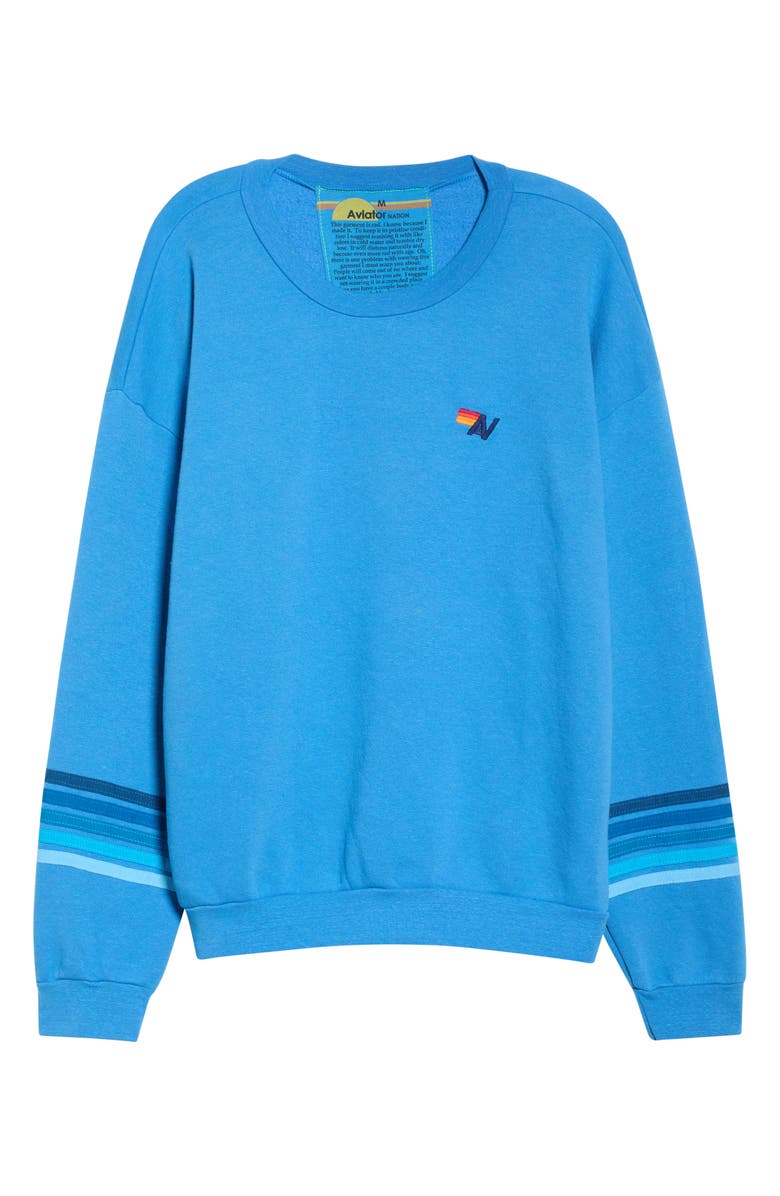 Aviator Nation Rugby Stitch Sweatshirt, Alternate, color, Cobalt/ Blue