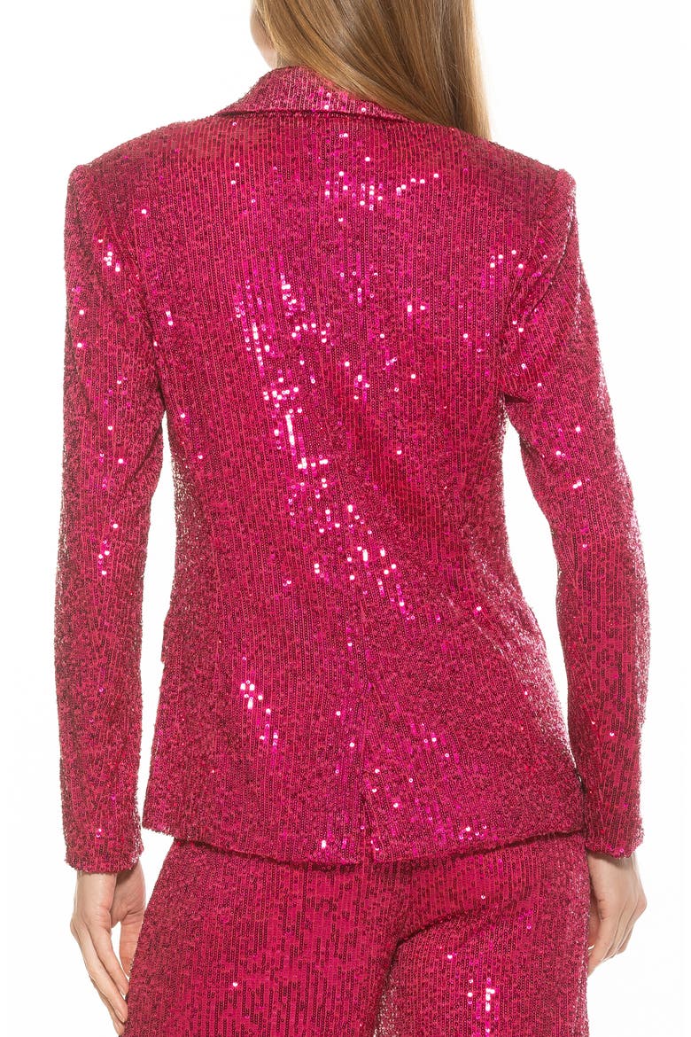 Abbi Longline Double Breasted Sequin Blazer, Alternate, color, HOT PINK