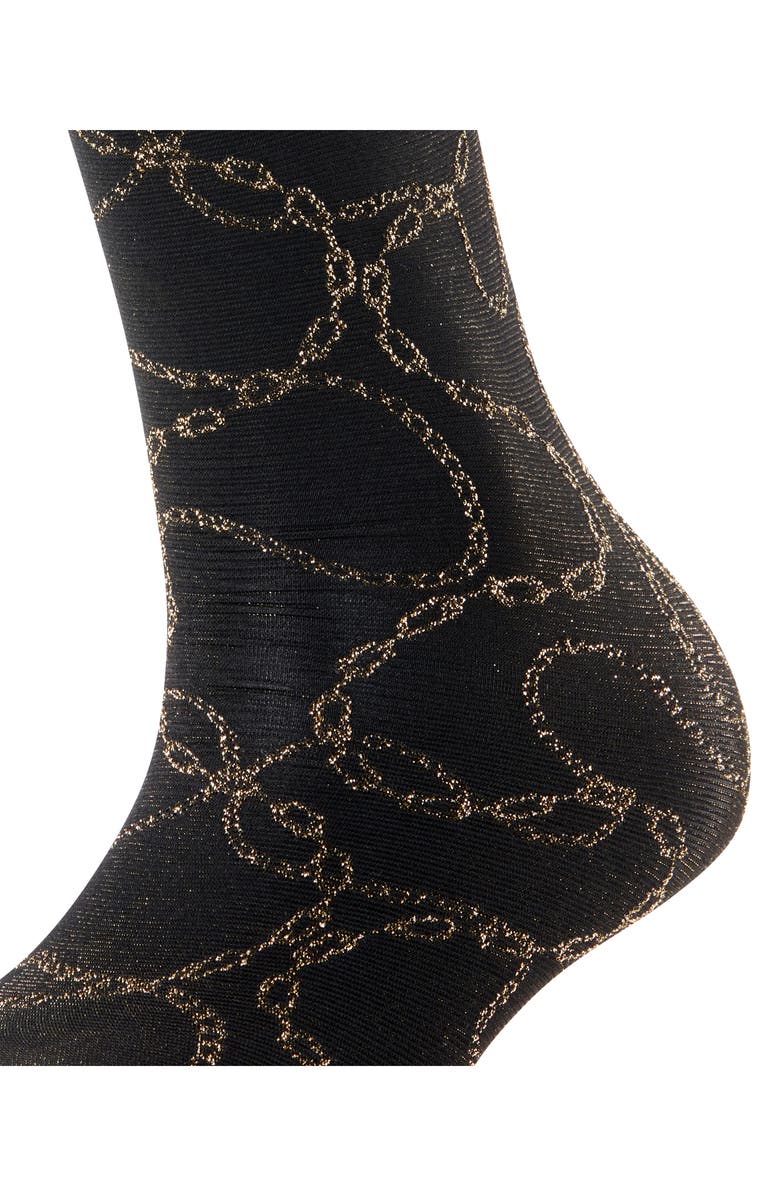 Falke Metallic Jewel Case Crew Socks, Alternate, color, Black/ Gold