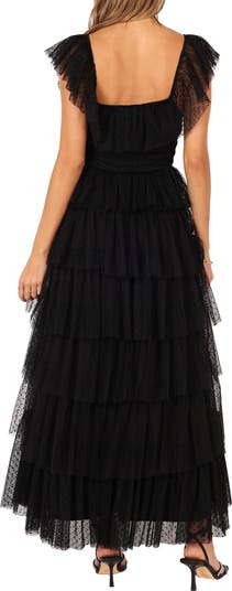 Belle Swiss Dot Tulle Tiered Maxi Dress