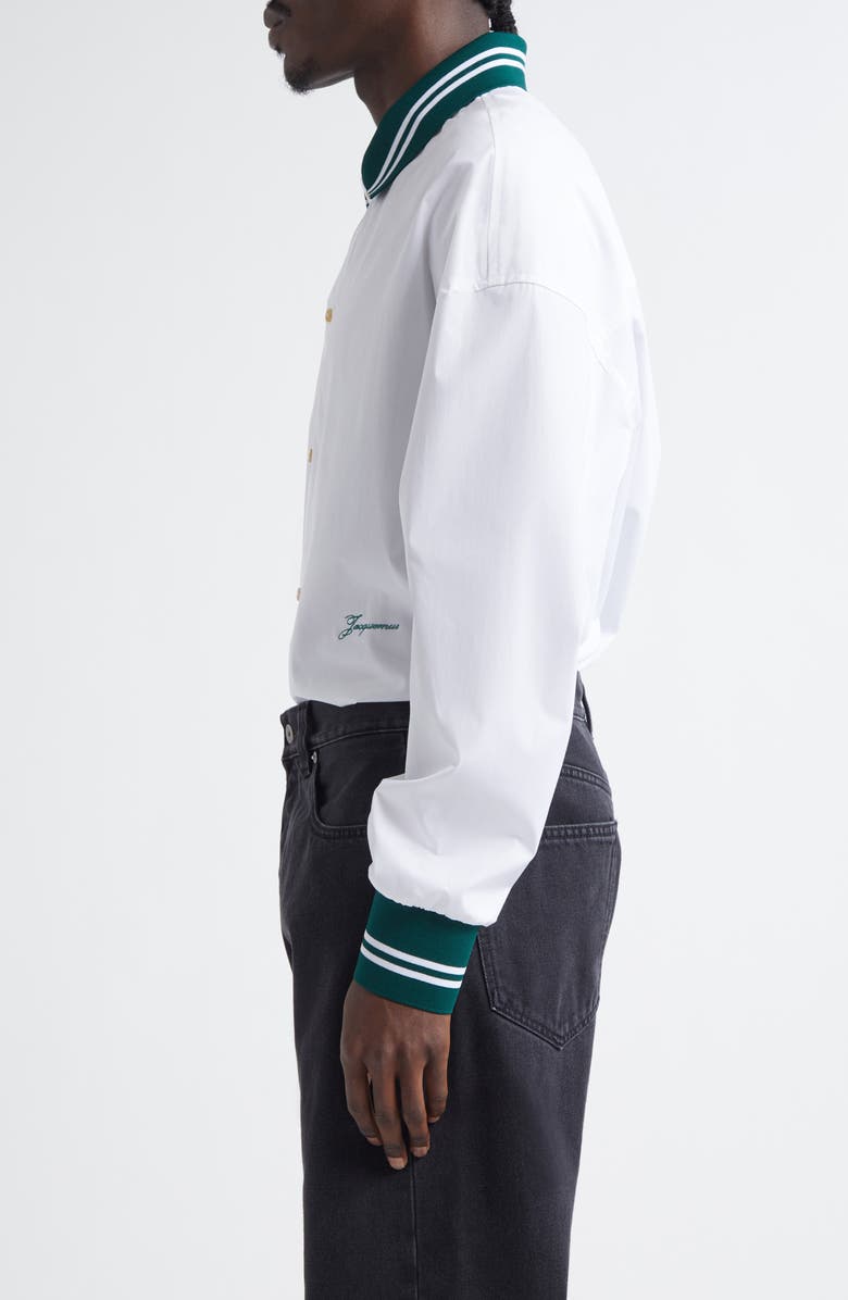 Jacquemus La Chemise Baseball Stretch Cotton Button-Up Shirt, Alternate, color, White