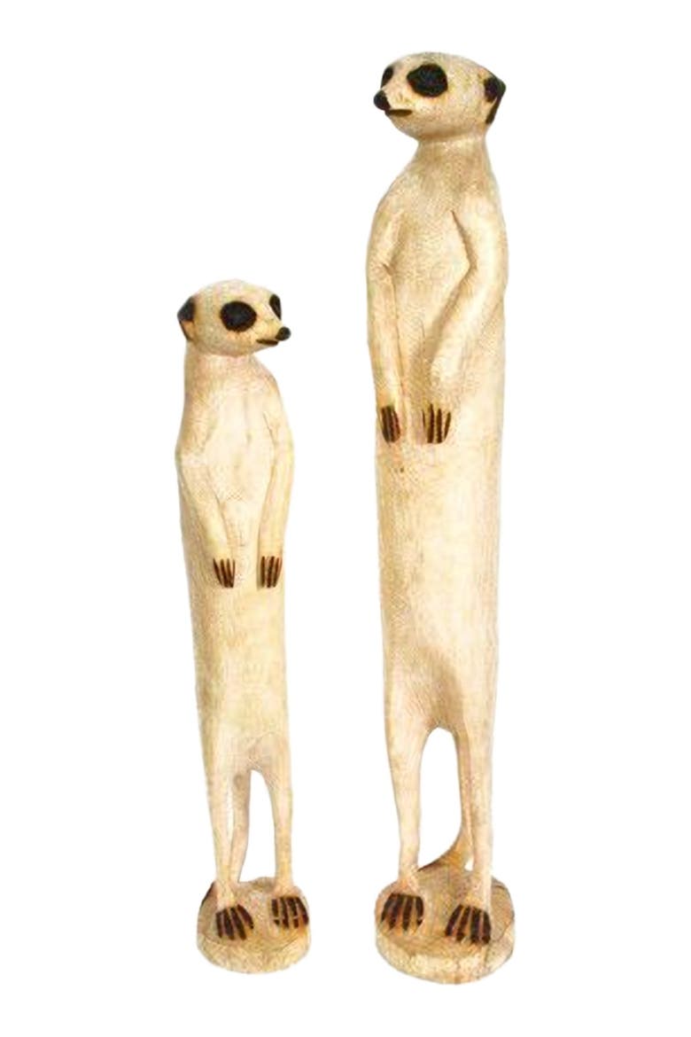 Hand Carved Standing Meerkat, Alternate, color, Natural