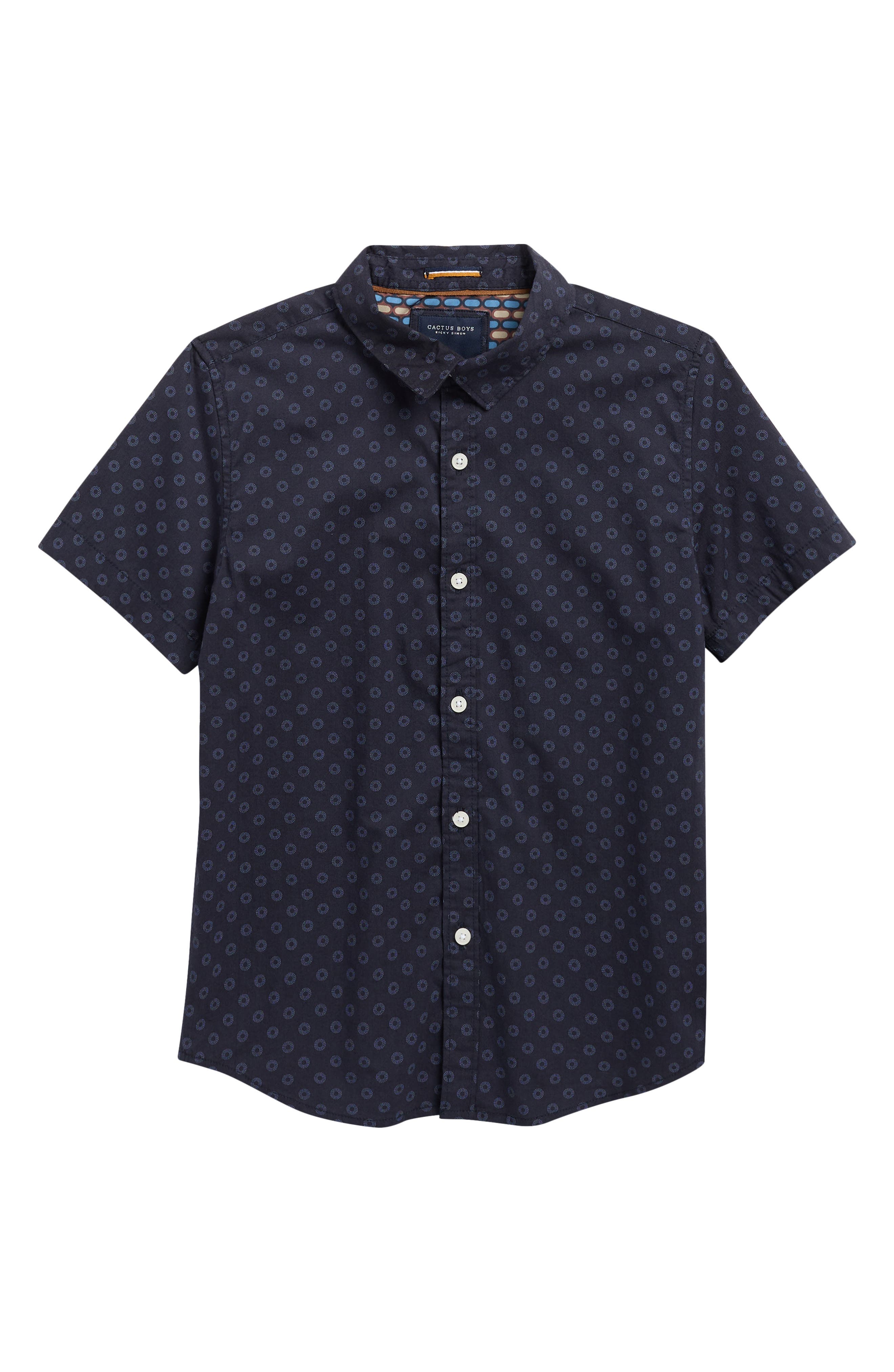 DENIM AND FLOWER Kids' Polka Dot Short Sleeve Shirt