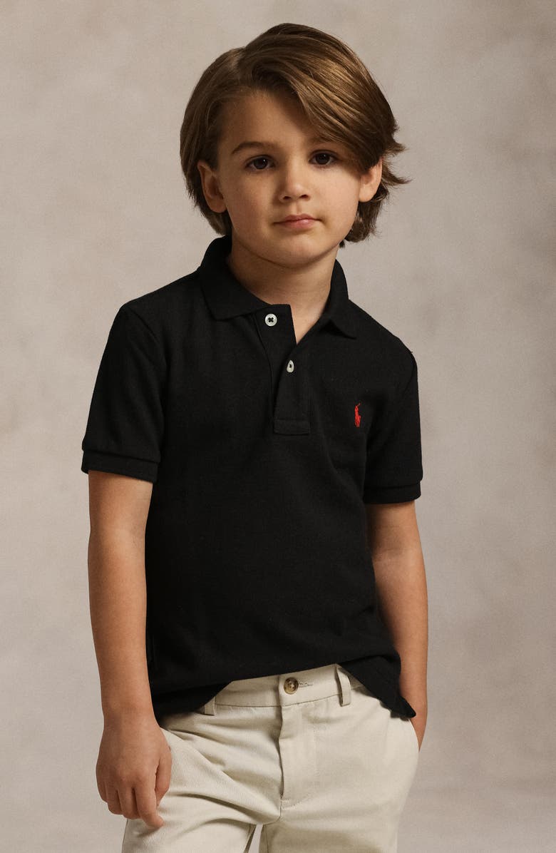 Polo Ralph Lauren Kids' Solid Cotton Piqué Knit Polo, Alternate, color, Polo Black