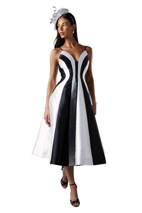 Contrast Panel Midi Dress