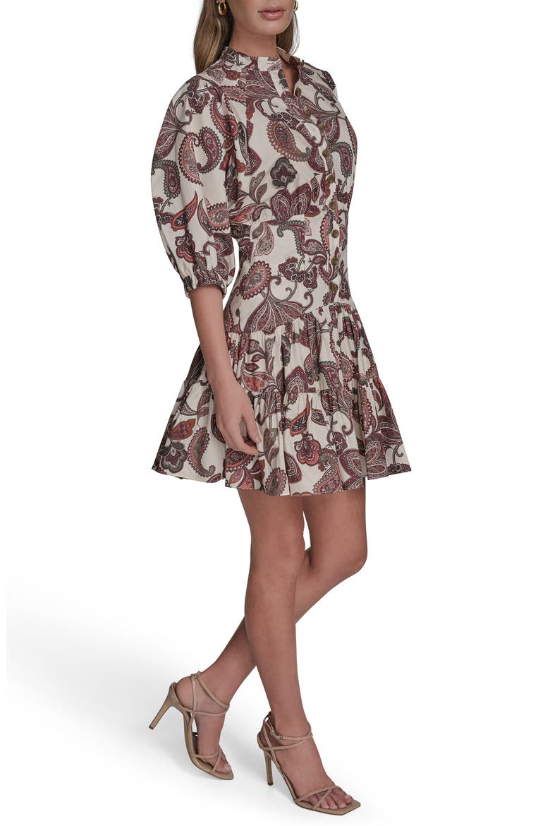 Print Tiered Dress, Alternate, color, DARK CREAM/ ORCHID BLOOM