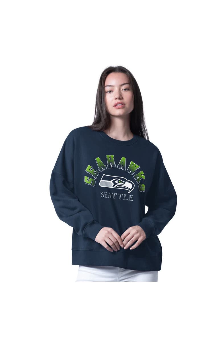 G-III 4HER BY CARL BANKS Women's G-III 4Her by Carl Banks College Navy Seattle Seahawks Oversized Feud Sweatshirt, Main, color, College Navy