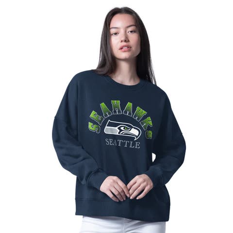 Women's G-III 4Her by Carl Banks College Navy Seattle Seahawks Oversized Feud Sweatshirt