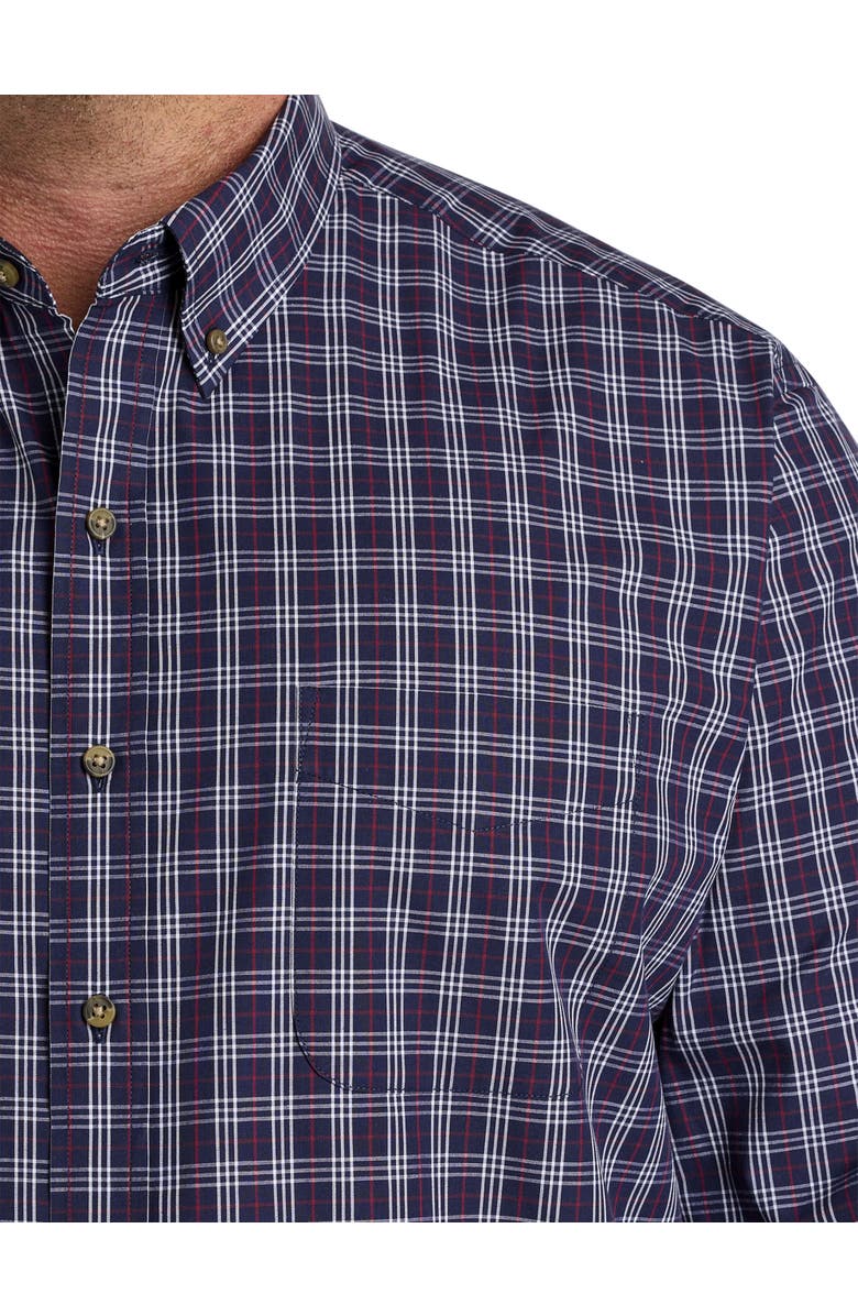 Harbor Bay by DXL Big & Tall Easy-Care Small Plaid Sport Shirt, Alternate, color, Blue Multi