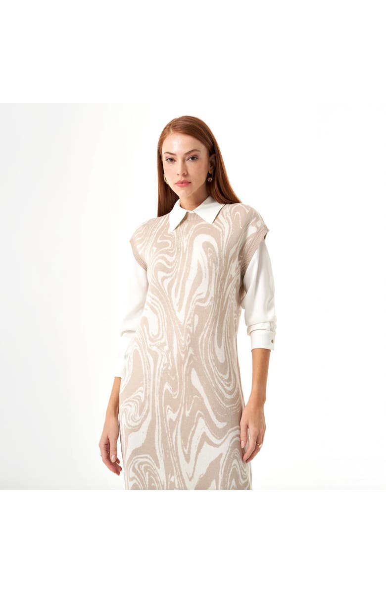 Mizalle Special Patterned Knitwear Dress, Alternate, color, Beige