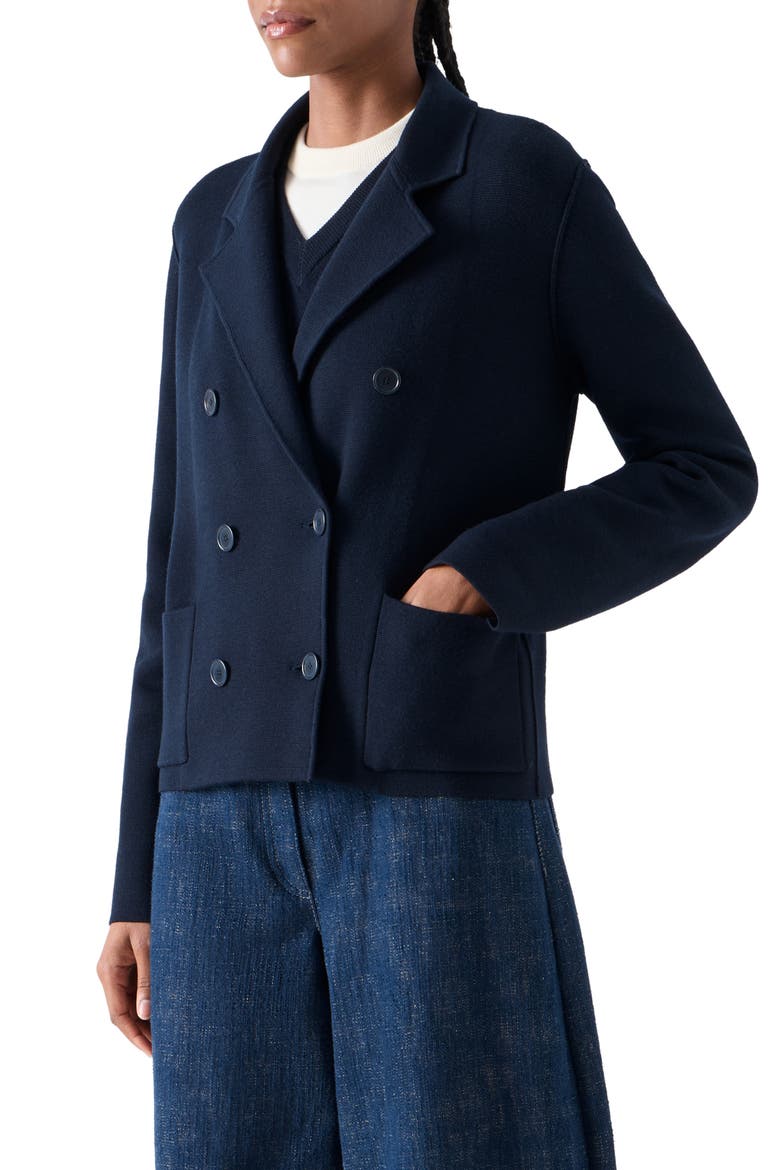 Milano Knit Double Breasted Jacket, Alternate, color, NAVY