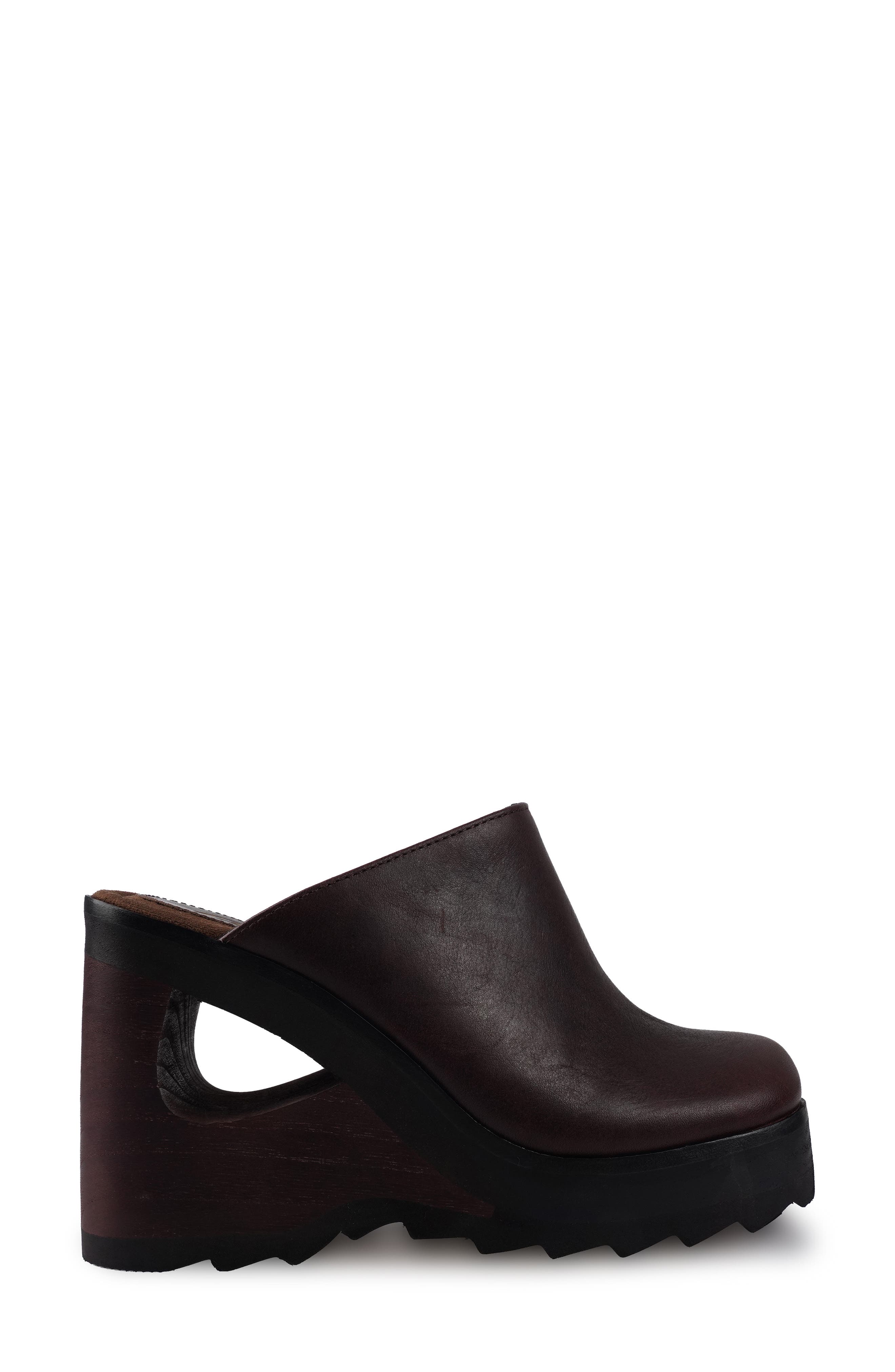 Nichola Platform Wedge Clog, Alternate, color, BROWN LEATHER