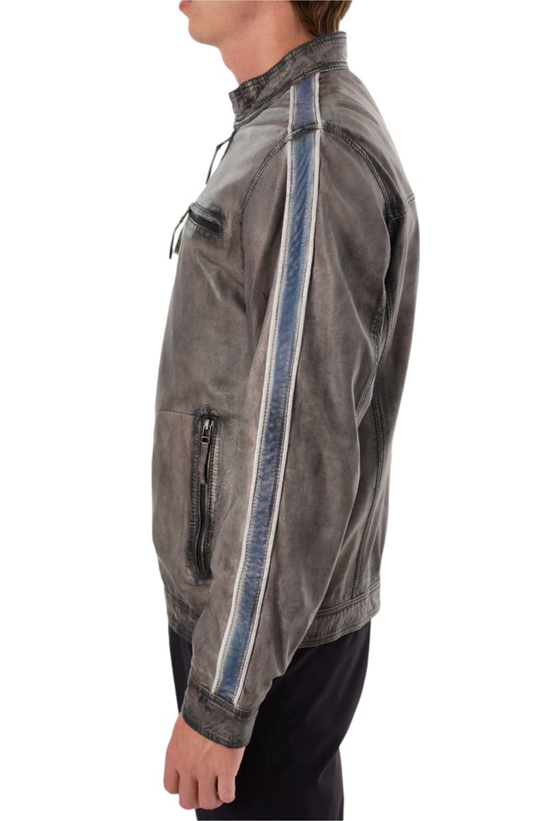 REGENCY Lambskin Leather Moto Jacket, Alternate, color, Grey