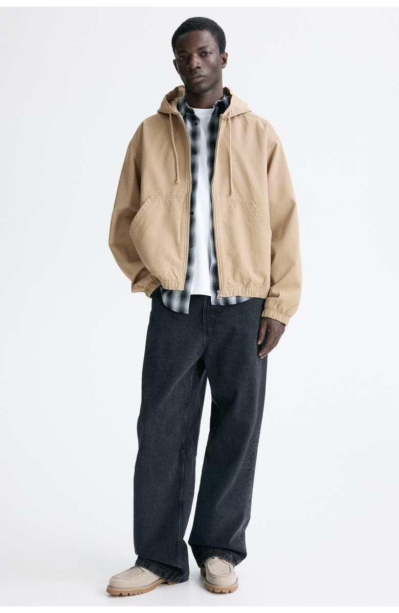 H&M Hooded Workwear Jacket, Alternate, color, Beige