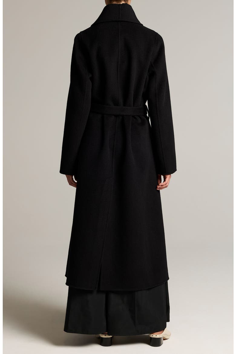 Shawl Collar Wool & Cashmere Long Coat, Alternate, color, BLACK