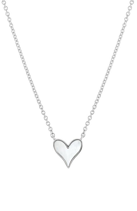 The Love Locks Sterling Silver Mother of Pearl Pendant Necklace