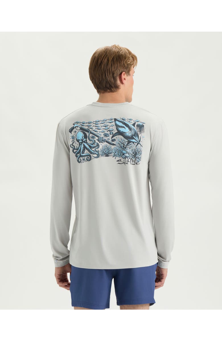 Salt Life Underwater Diving SLX Performance Long Sleeve Shirt, Alternate, color, Mist Grey Heather