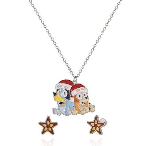 Holiday Necklace & Star Stud Earrings Set