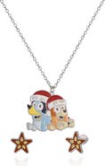 BLUEY Holiday Necklace & Star Stud Earrings Set
