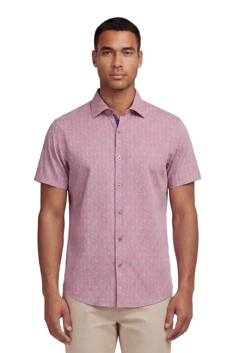 Mud Geo Mens Printed Button Up Shirt, Main, color, MUD GEO CORAL