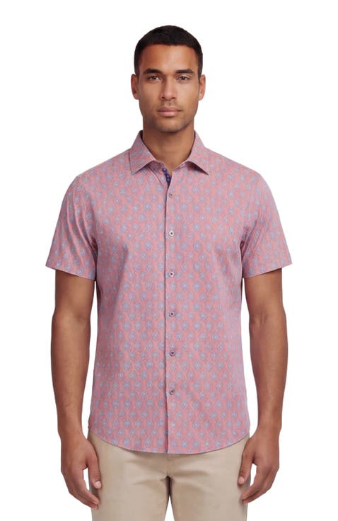 Mud Geo Mens Printed Button Up Shirt