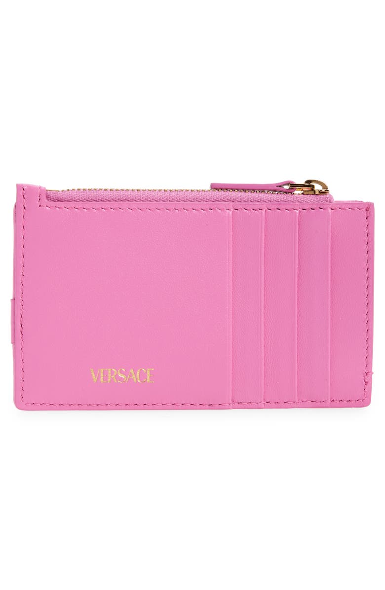 Versace Medusa '95 Quilted Leather Zip Card Holder, Alternate, color, Dragon Fruit Gold