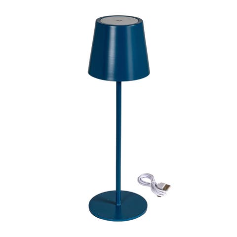 Metal LED Rechargeable Table Lamp with Touch Sensor, Navy Blue